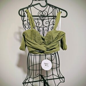 Princess Polly Enrique Top Sage Green - NWT - Size 6 - Ruched, Cross Body